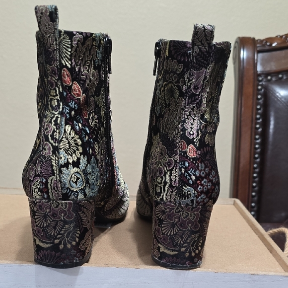 Gianni Bini Black and Gold Embroidered Ankle Boots - Picture 5 of 12